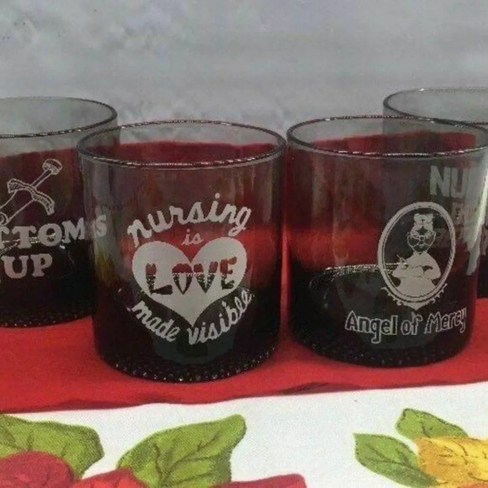 Covid Nurse Set of 4 Drinking Glasses‎